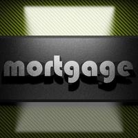 mortgage word of iron on carbon photo