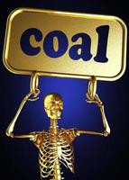 palabra carbón y esqueleto dorado foto
