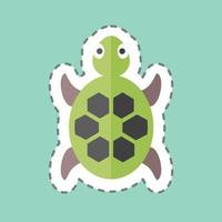 etiqueta engomada de la tortuga de corte de línea. adecuado para el símbolo animal. diseño simple editable. vector de plantilla de diseño. ilustración de símbolo simple