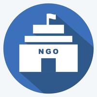 icono de edificio de ONG. adecuado para el símbolo de la comunidad. estilo de sombra larga. diseño simple editable. vector de plantilla de diseño. ilustración de símbolo simple