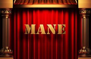 mane golden word on red curtain photo