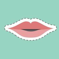 labios de corte de línea de pegatina. adecuado para el símbolo de cuidado de la belleza. diseño simple editable. vector de plantilla de diseño. ilustración de símbolo simple