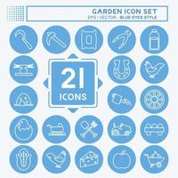 Garden Icon Set. suitable for Education symbol. blue eyes style. simple design editable. design template vector. simple symbol illustration vector