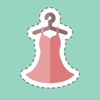 Sticker line cut Stitched Dress. suitable for Tailor symbol. simple design editable. design template vector. simple symbol illustration vector