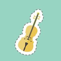 línea de pegatina corte violonchelo. adecuado para el símbolo de la música. estilo compañero de color. diseño simple editable. vector de plantilla de diseño. ilustración de símbolo simple