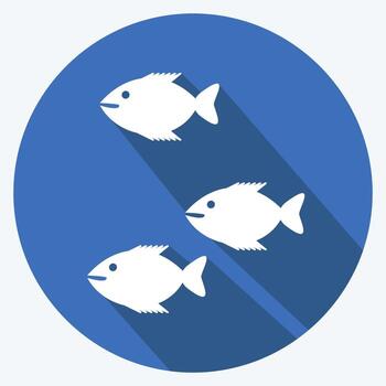 Icon Small Fish. suitable for Sea symbol. long shadow style. simple design editable. design template vector. simple symbol illustration vector