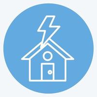 Icon Lightning Striking House. suitable for disasters symbol. blue eyes style. simple design editable. design template vector. simple symbol illustration vector