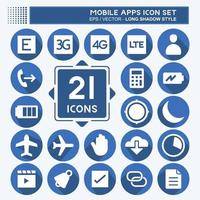 Mobile Apps Icon Set. suitable for Web Interface symbol. long shadow style. simple design editable. design template vector. simple symbol illustration vector