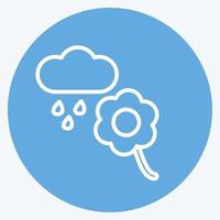 Icon Flower with rain. suitable for garden symbol. blue eyes style. simple design editable. design template vector. simple symbol illustration vector