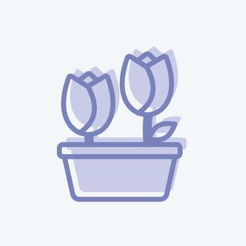 tulipanes de icono en maceta. adecuado para el símbolo de primavera. estilo de dos tonos. diseño simple editable. vector de plantilla de diseño. ilustración de símbolo simple
