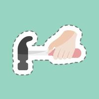 Sticker line cut Holding Hammer. suitable for Hand Actions symbol. simple design editable. design template vector. simple symbol illustration vector