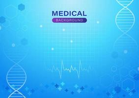 Medical abstract background with DNA and heart rate vector