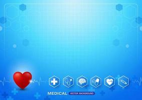 Medical abstract background heart and heartbeat vector