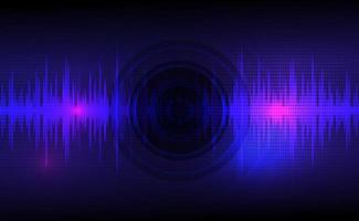 ondas sonoras que oscilan en azul oscuro y rosa claro con vibración circular, patrón de puntos. fondo de tecnología abstracta. ilustración vectorial