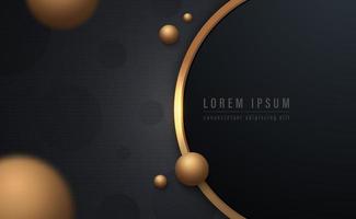 Abstract golden frame with golden balls on dark background vector illustration