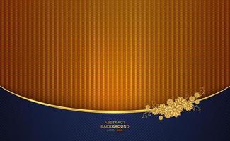 Geometric dark blue shape with golden line, flower on square geometric abstract background. Luxury banner design concept. Vector illustration