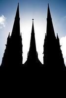 The silhouette of Saint Patrick cathedral in Melbourne, Australia.