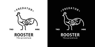 vintage retro hipster rooster logo vector outline monoline art icon