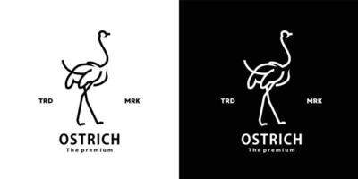 vintage retro hipster ostrich logo vector outline monoline art icon