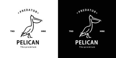 vintage retro hipster pelican logo vector outline monoline art icon