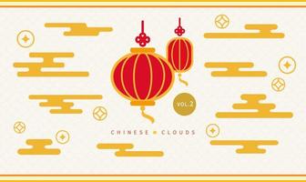 Elegant lantern and new year cloud design, symbol of auspicious imagery vector