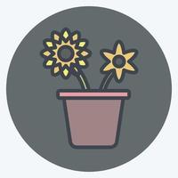 Icon Flower Pot. suitable for Spring symbol. color mate style. simple design editable. design template vector. simple symbol illustration vector