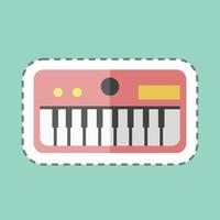 teclado de corte de línea de pegatina. adecuado para el símbolo de la música. estilo compañero de color. diseño simple editable. vector de plantilla de diseño. ilustración de símbolo simple