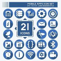 Mobile Apps Icon Set. suitable for Web Interface symbol. long shadow style. simple design editable. design template vector. simple symbol illustration
