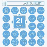 conjunto de iconos de animales. adecuado para el símbolo animal. estilo de ojos azules. diseño simple editable. vector de plantilla de diseño. ilustración de símbolo simple