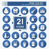 Drink Icon Set. suitable for Food symbol. long shadow style. simple design editable. design template vector. simple symbol illustration