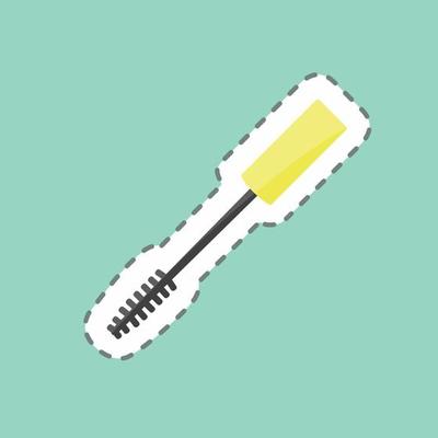 Sticker line cut Mascara Brush. suitable for beauty care symbol. simple design editable. design template vector. simple symbol illustration