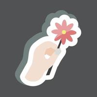 Sticker Holding Flower. suitable for Hand Actions symbol. simple design editable. design template vector. simple symbol illustration vector