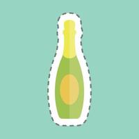 Sticker line cut Champagne. suitable for party symbol. simple design editable. design template vector. simple symbol illustration vector