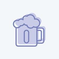 taza de icono de cerveza. adecuado para el símbolo de bebida. estilo de dos tonos. diseño simple editable. vector de plantilla de diseño. ilustración de símbolo simple