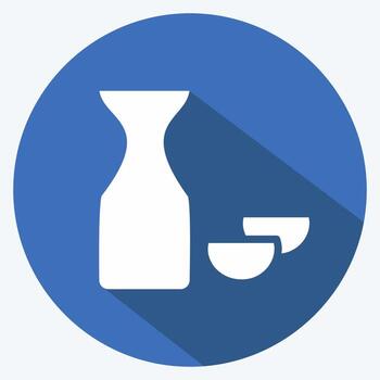 Icon Rice Wine Sake. suitable for Drink symbol. long shadow style. simple design editable. design template vector. simple symbol illustration vector