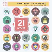 Data Analytics Icon Set. suitable for data analytics symbol. color mate style. simple design editable. design template vector. simple symbol illustration vector