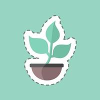 planta de corte de línea de pegatina. adecuado para el símbolo de primavera. diseño simple editable. vector de plantilla de diseño. ilustración de símbolo simple