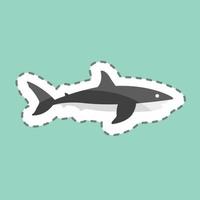 Tiburón de corte de línea de pegatina. adecuado para el símbolo animal. diseño simple editable. vector de plantilla de diseño. ilustración de símbolo simple