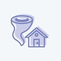 icono tornado golpeando casa. adecuado para el símbolo de desastres. estilo de dos tonos. diseño simple editable. vector de plantilla de diseño. ilustración de símbolo simple