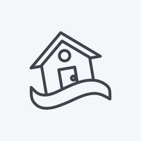 Icon House in Flood. suitable for disasters symbol. line style. simple design editable. design template vector. simple symbol illustration vector