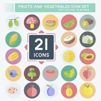 conjunto de iconos de frutas y verduras. adecuado para el símbolo de la educación. estilo plano diseño simple editable. vector de plantilla de diseño. ilustración de símbolo simple