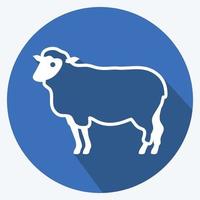 Icon Sheep. suitable for animal symbol. long shadow style. simple design editable. design template vector. simple symbol illustration vector