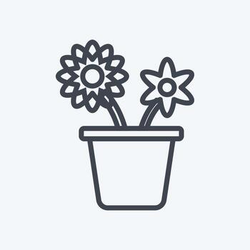 Icon Flower Pot. suitable for Spring symbol. line style. simple design editable. design template vector. simple symbol illustration vector