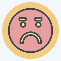 Icon Emoticon Worried. suitable for Emoticon symbol. color mate style. simple design editable. design template vector. simple symbol illustration vector