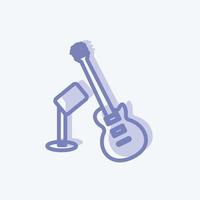 icono de guitarra y micrófono. adecuado para el símbolo del partido. estilo de dos tonos. diseño simple editable. vector de plantilla de diseño. ilustración de símbolo simple