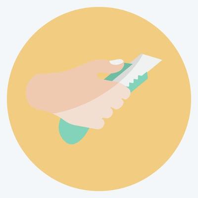 Icon Holding Paper Cutter. suitable for Hand Actions symbol. flat style. simple design editable. design template vector. simple symbol illustration