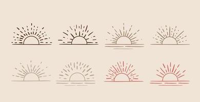 Sun rays images. Hand drawn style. Vector illustration.