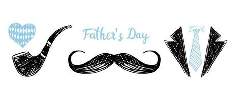 Happy Fathers Day, hand drawn style, vector illustration.