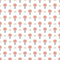 Vector pattern that is seamless. An orange air hot balloon is displayed on a white background.