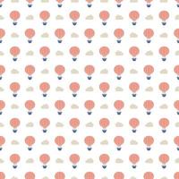 Vector pattern that is seamless. An orange air hot balloon is displayed on a white background.